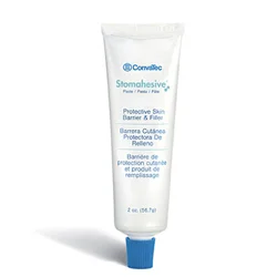 un tubo blanco con una etiqueta azul